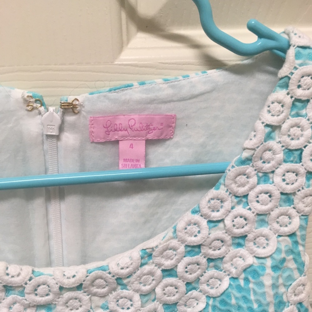 Lilly Pulitzer Turquoise Shift Dress sz 4 - Picture 3 of 4